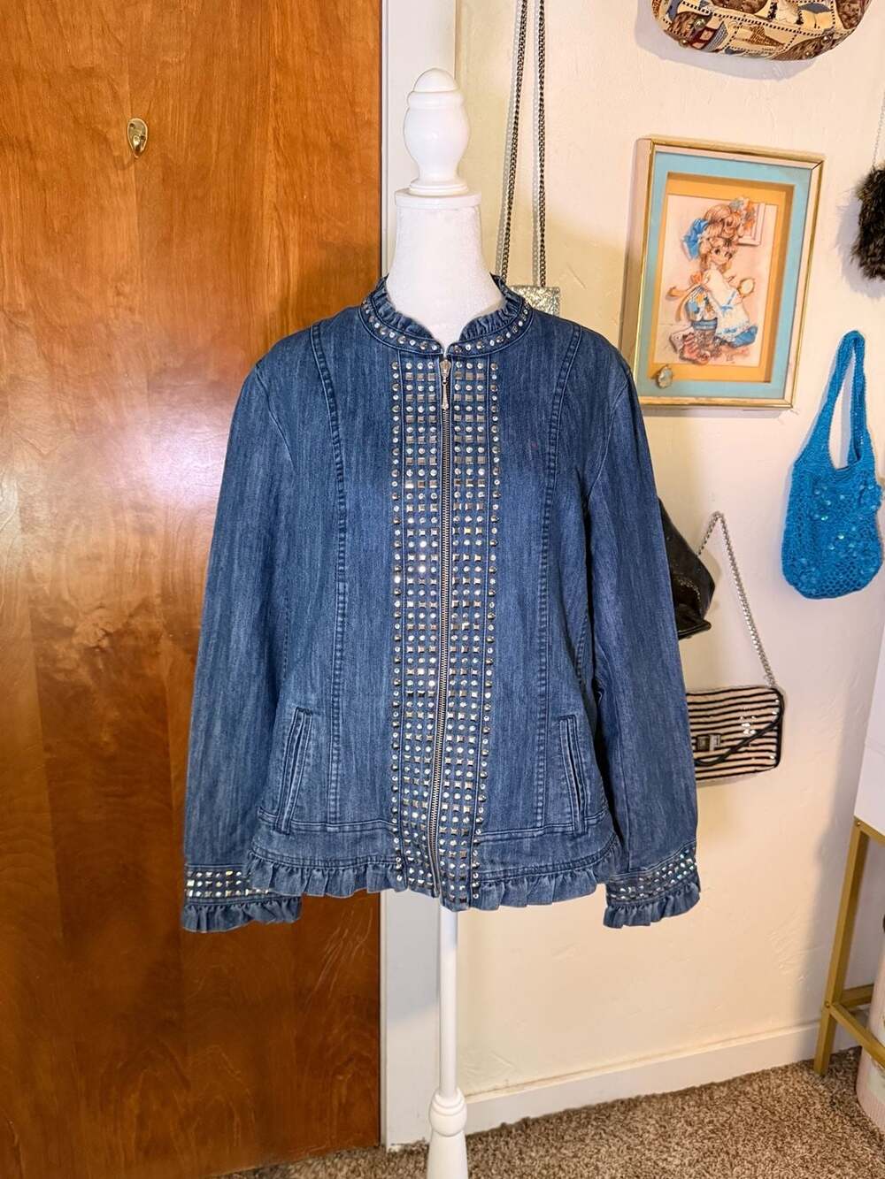 Vintage Christine Alexander Embellished Denim Jacket Medium